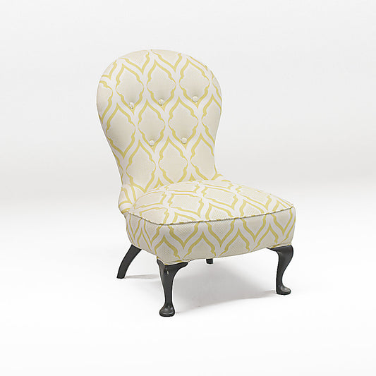 Slipper Chair (White with Yellow Pattern)