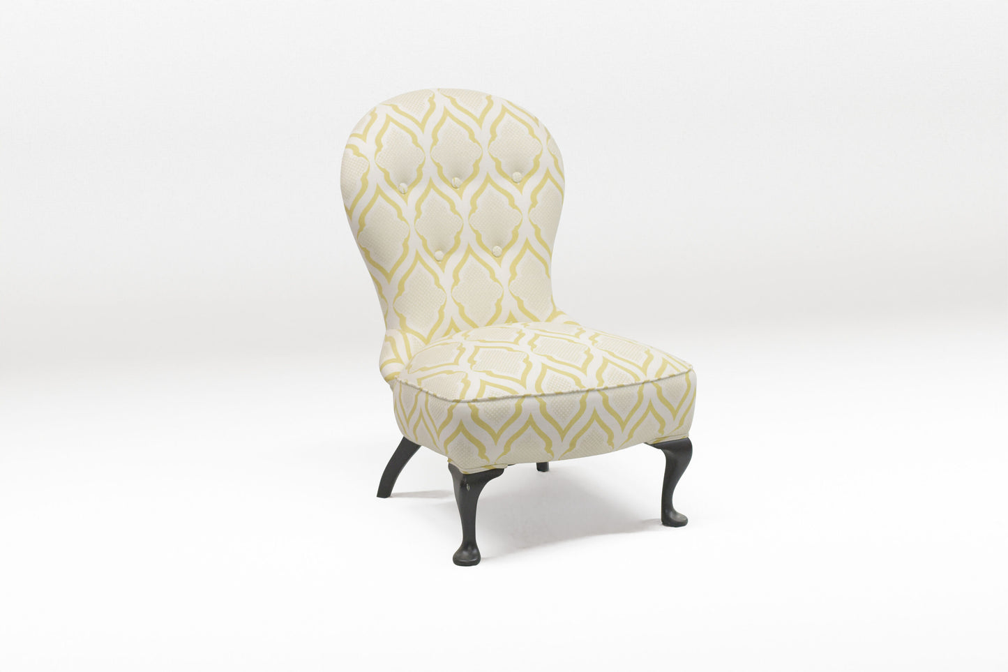 Slipper Chair (White with Yellow Pattern)