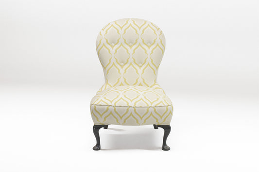 Slipper Chair (White with Yellow Pattern)