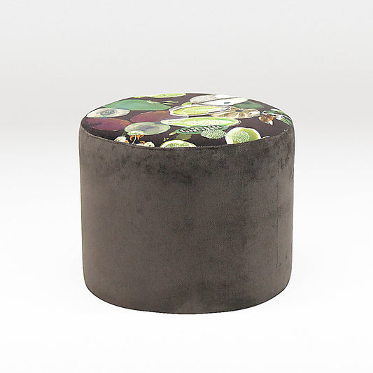 Cylinder Ottoman (Brown with Top Pattern)