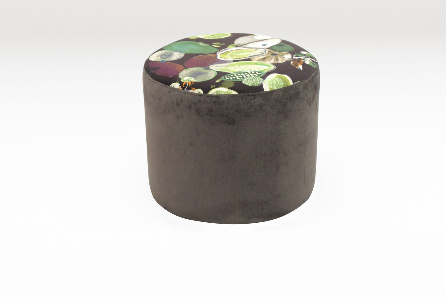 Cylinder Ottoman (Brown with Top Pattern)